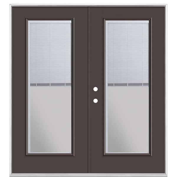 72 in. x 80 in. Willow Wood Steel Prehung Right-Hand Inswing Mini Blind Patio Door in Vinyl Frame without Brickmold