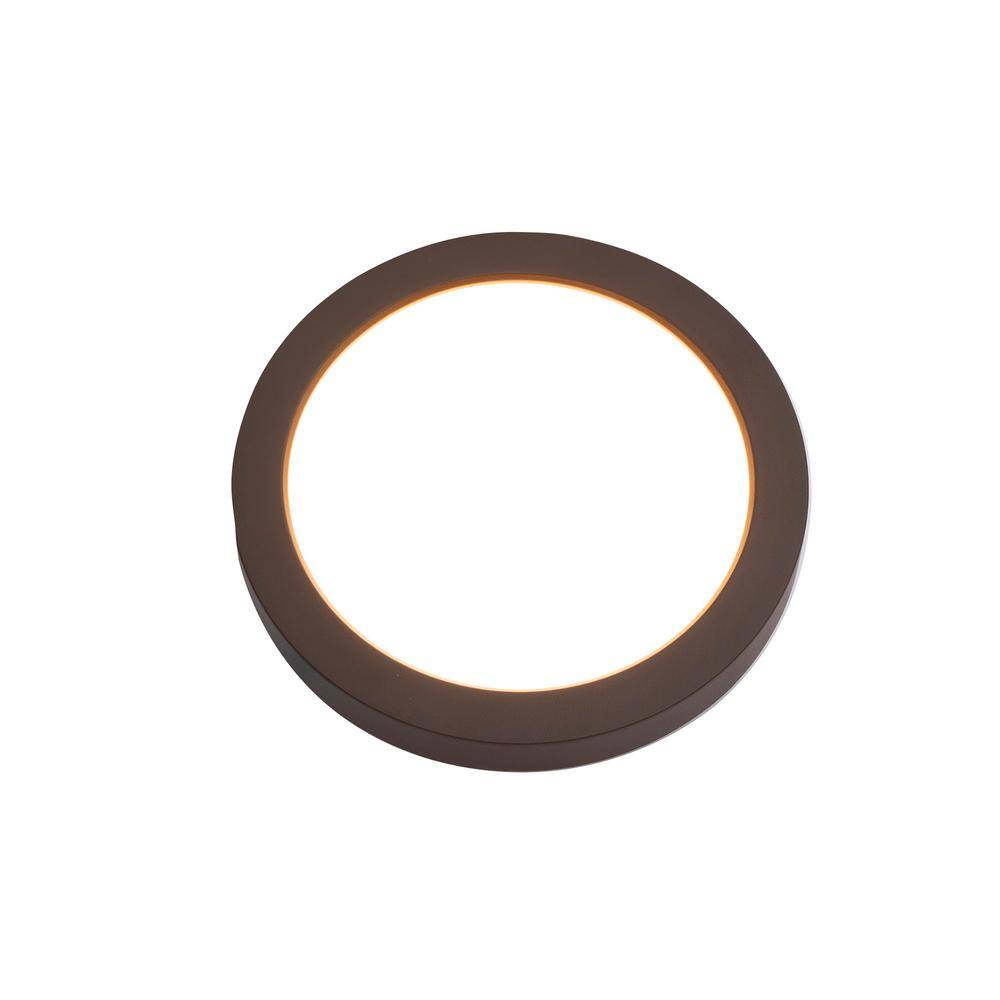 Sleek Edge-Lit Bronze 7" LED Flush Mount Light for Indoor/Outdoor Use