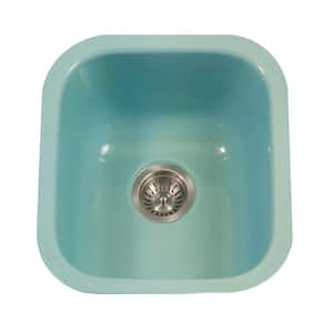 Houzer Porcela 17 in. Mint Porcelain Enamel Steel Undermount Single Bowl Bar Sink - PCB-1750 MT