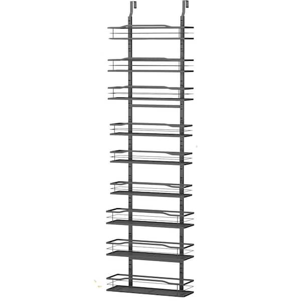 9-Tier Over The Door Pantry Organizer, Hanging Basket Wall Spice Rack Seasoning Shelves for House Essentials, Black