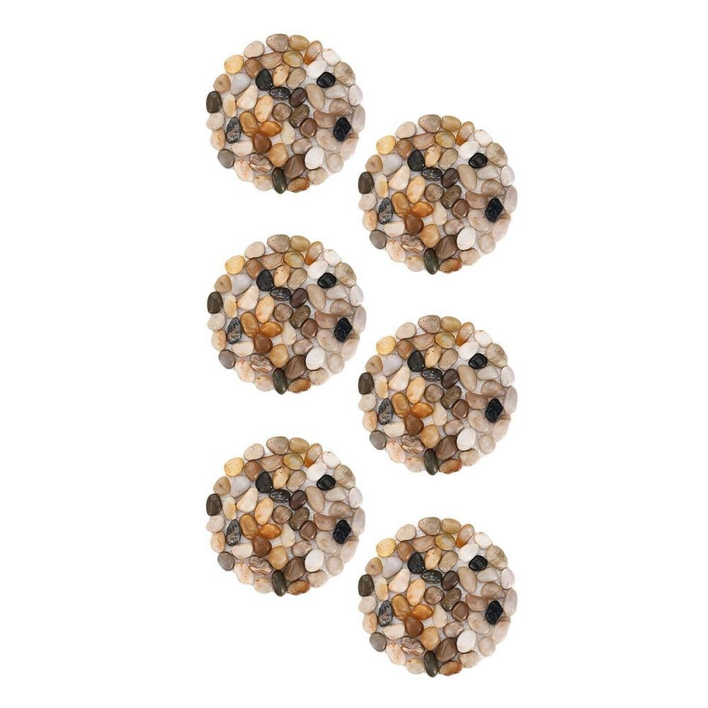 9 in. Natural Pebble Stepping Stones, Round Therapeutic Massage Stones for Garden, Outdoor, Walkways (6-Pack) price history on PriceWatchPro