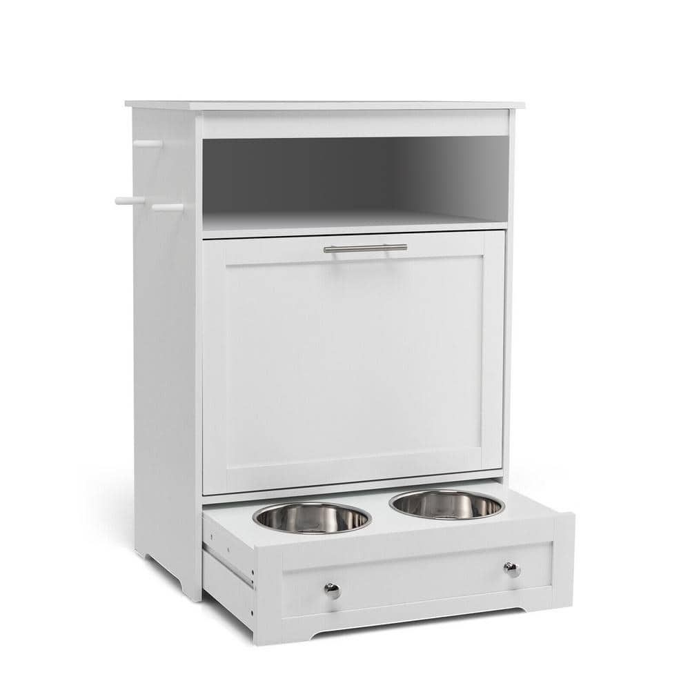 FORCLOVER Pet Feeder Station with Pet Food Storage Cabinet