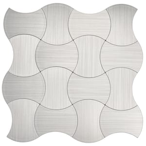 Black Silver Wave Aluminum Mosaic 10.94 in. x 10.47 in. Metal Peel and Stick Tile (6.65 sq. ft./8-Pack)