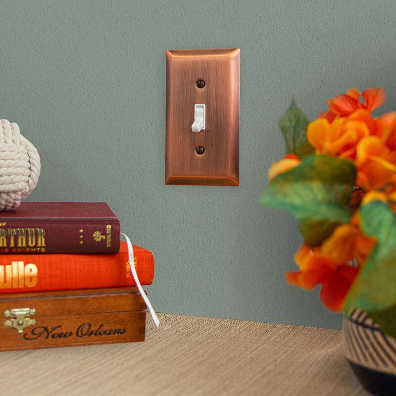 Antique Copper Triple Rocker Steel Wallplate