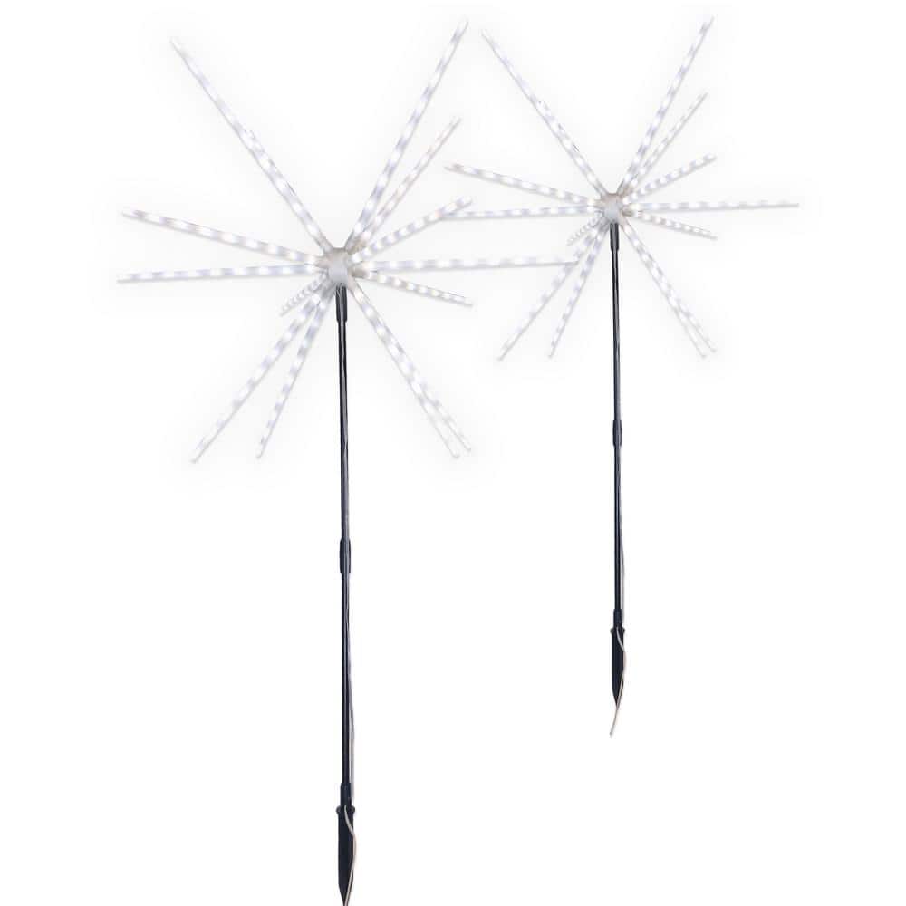 22 in. White Sparkler LED Garden Light with Hanging Hooks Plus Ground Stake
