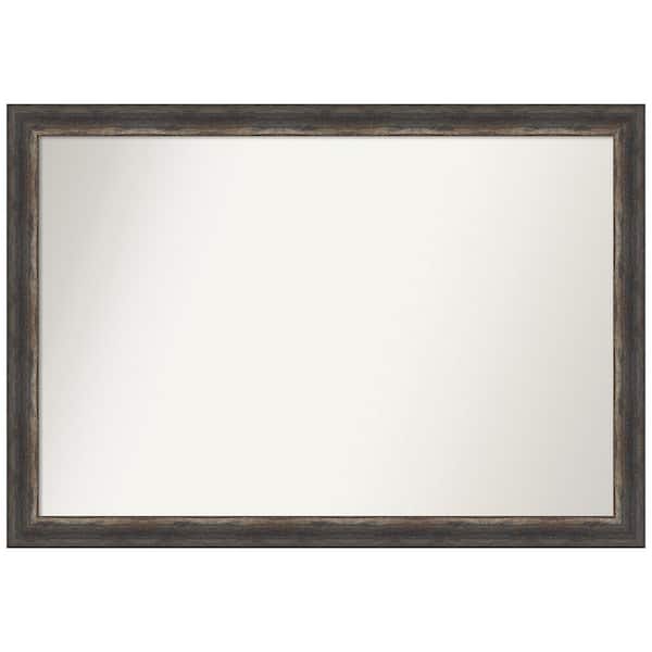 Amanti Art Bark Rustic Char Narrow 39.5 in. W x 27.5 in. H Non-Beveled Bathroom Wall Mirror in Black