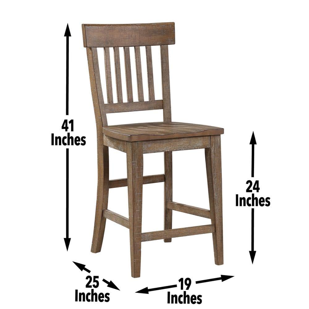 Riverdale Light Brown Distressed Wood 9-Piece Counter Height Dining Set