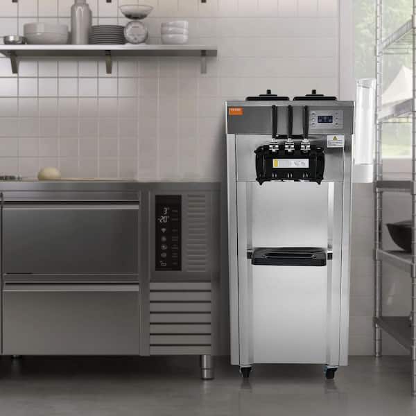 VEVOR Commercial Soft Ice Cream Machine 4.5Qt. Silver Ice