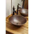 Round Wired Rimmed Hammered Copper Vessel Sink in Oil Rubbed Bronze