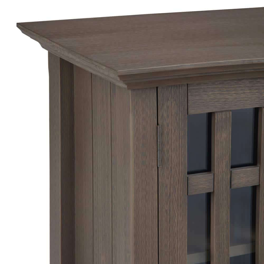 Farmhouse Gray Wood Low Media Cabinet with Glass Doors