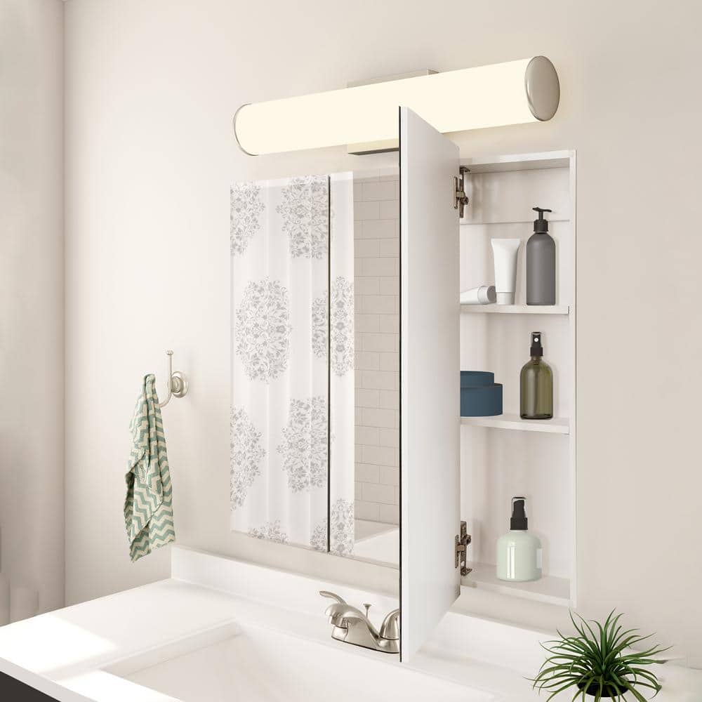 36 Inch White Tri-View Bathroom Medicine Cabinet with Mirror