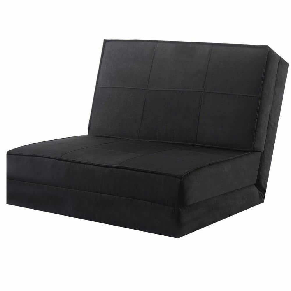Costway 28 3 In Black Ultra Suede Fold Down Seats Sofa Beds