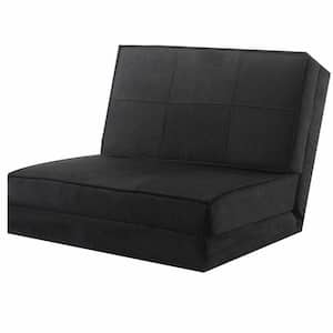 28.3 in. Black Ultra-Suede Fold Down Seats Sofa Beds