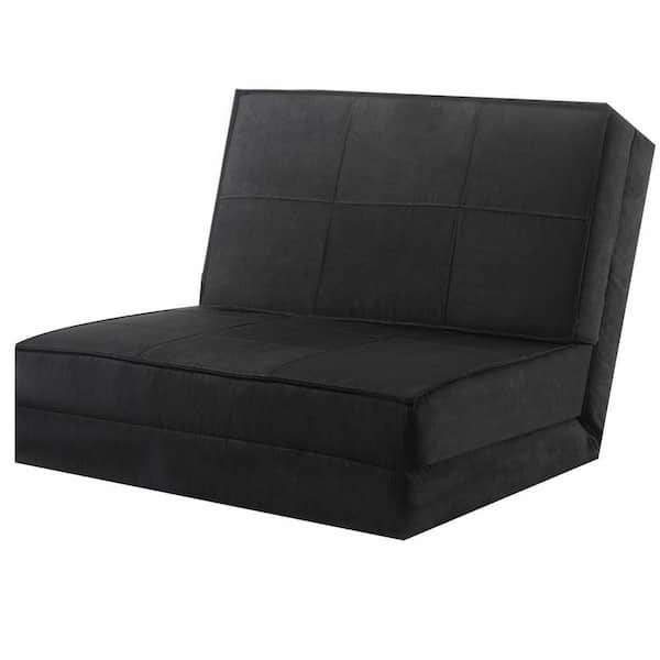 Costway 28.3 in. Black Ultra-Suede Fold Down Seats Sofa Beds