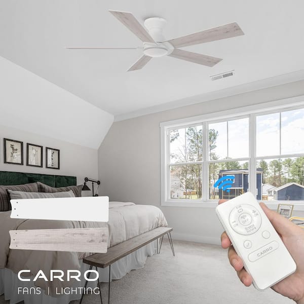 Vetric 52 in. Indoor White 10-Speed DC Motor Flush Mount Ceiling Fan with Remote Control