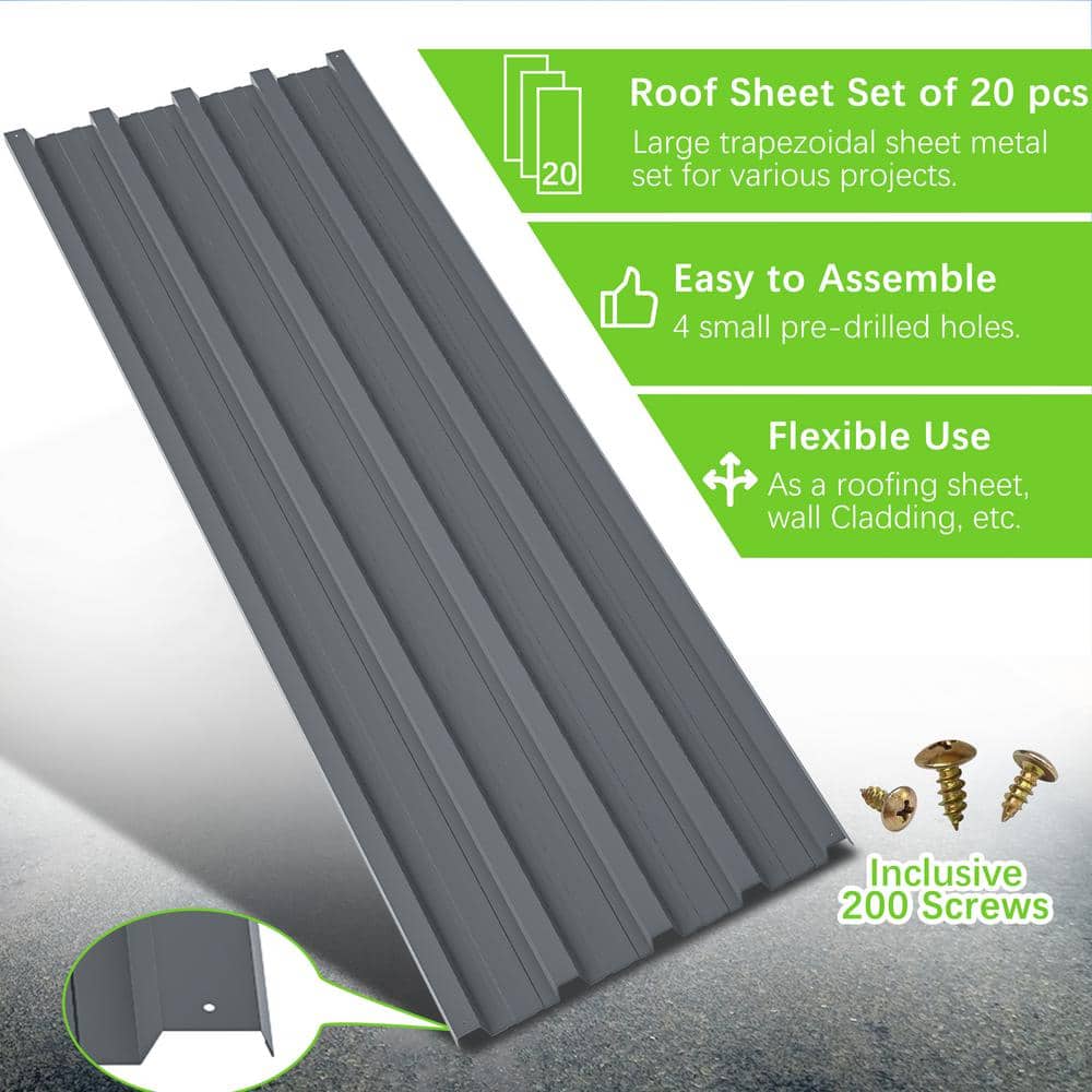 16.77 in. x 42.52 in. Gray Galvanized Metal Corrugated Roof Panels