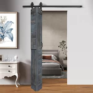 S Style 30in.x84in.(15''x84''x2panels)Carbon Gray Solid Wood Bi-Fold Barn Door With Hardware Kit-Assembly Needed