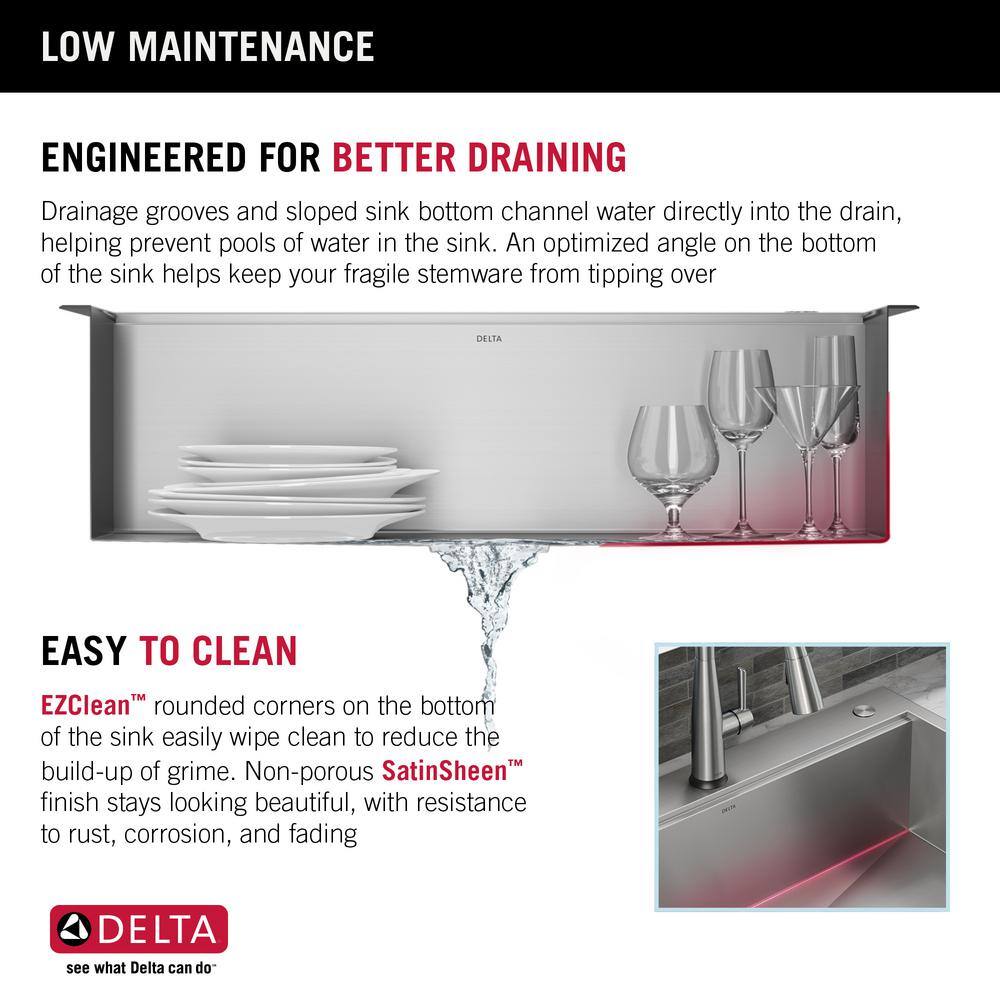 Delta 30-Inch Stainless Steel Single Bowl Workstation Kitchen Sink
