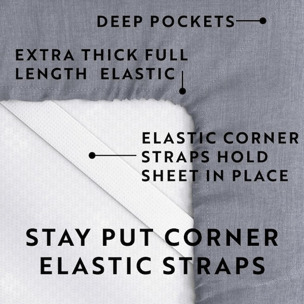 Extra Deep Pocket Fitted Sheet Corner Straps Side Pocket Bed