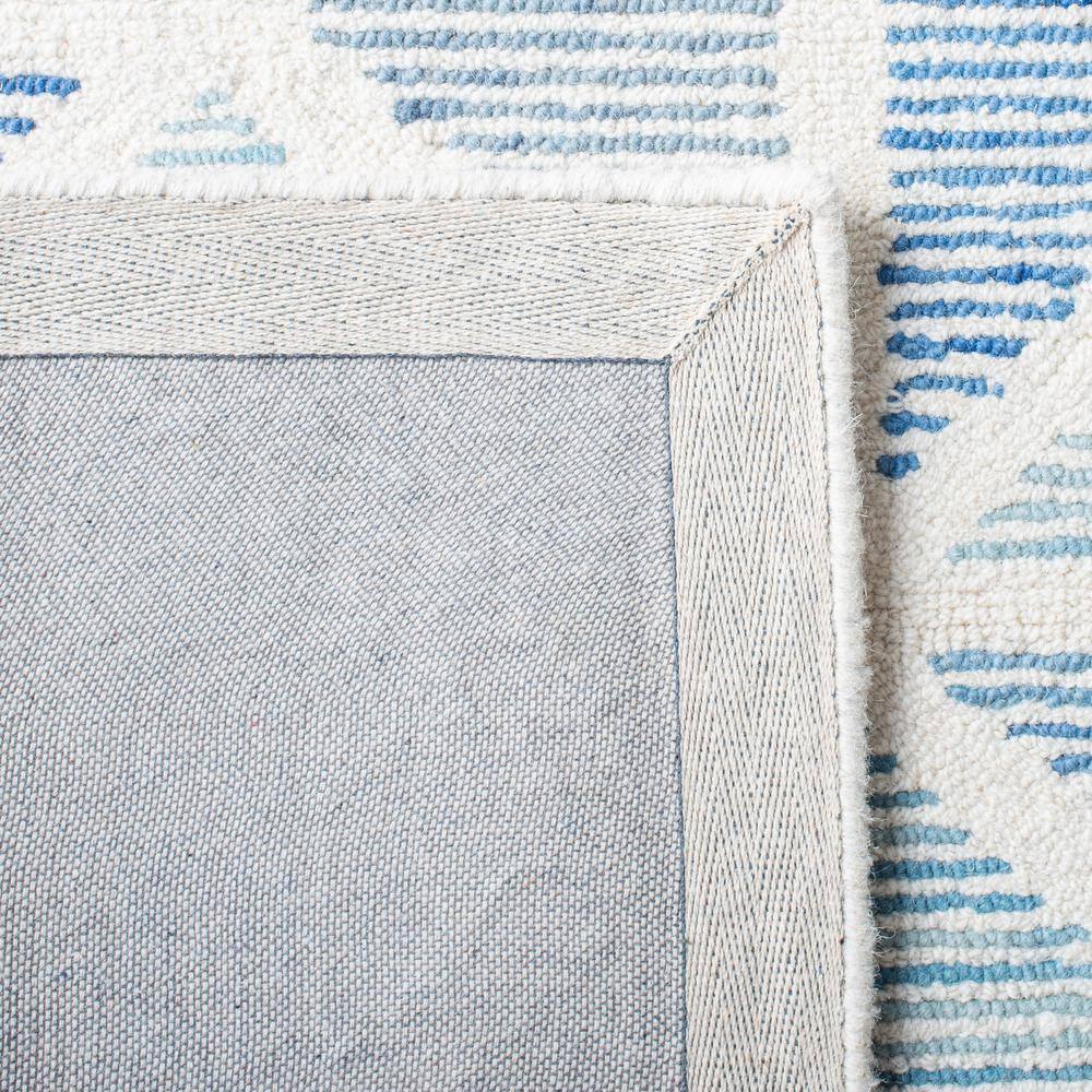 Blue and Ivory Handmade Wool Abstract 9' x 12' Rug