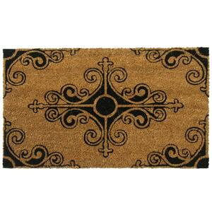 Patio Entryway Door Mat Outdoor Gothic Iron Brown Recycled Rubber 23 x 35 in. 