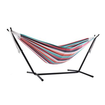 9 ft. Cotton Double Hammock with Stand in Plumeria