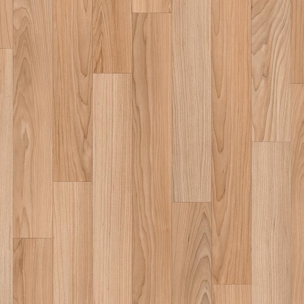 TrafficMaster Oak Strip Natural Wood Residential Vinyl Sheet Flooring 12 ft. Wide x Cut to Length