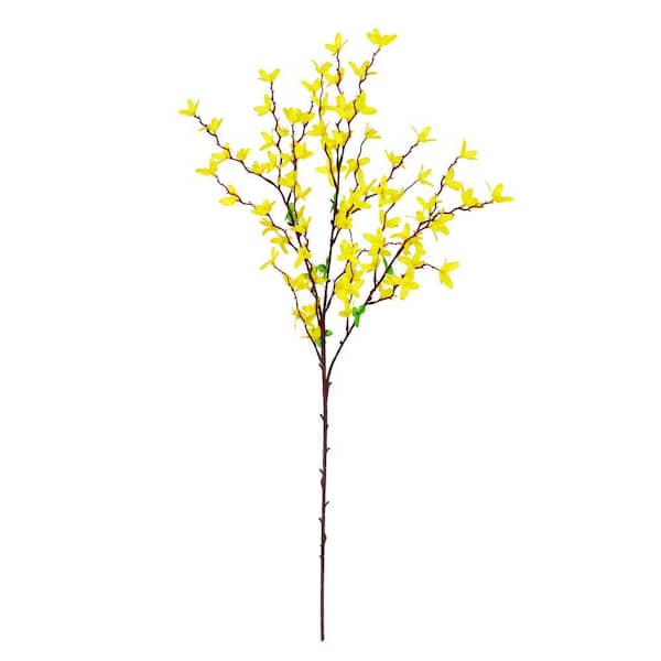 32 in. Yellow Artificial Forsythia Flower Stem Spray Set of 6)