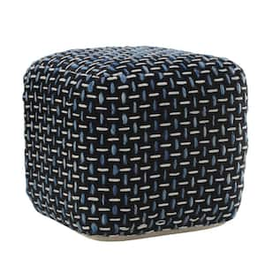 Amelia Black Polyester Square Cube Ottoman