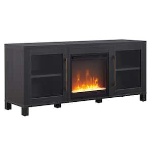 Quincy 58 in. Charcoal Gray TV Stand Fits TV's up to 65 in. with Crystal Fireplace Insert