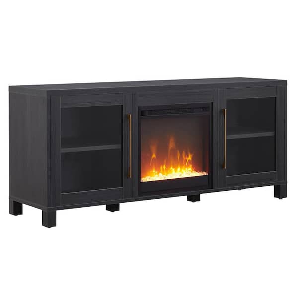 Meyer&Cross Quincy 58 in. Charcoal Gray TV Stand Fits TV's up to 65 in. with Crystal Fireplace Insert