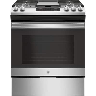 30 in. 5.3 cu. ft. Slide-In Gas Range in Stainless Steel with Griddle