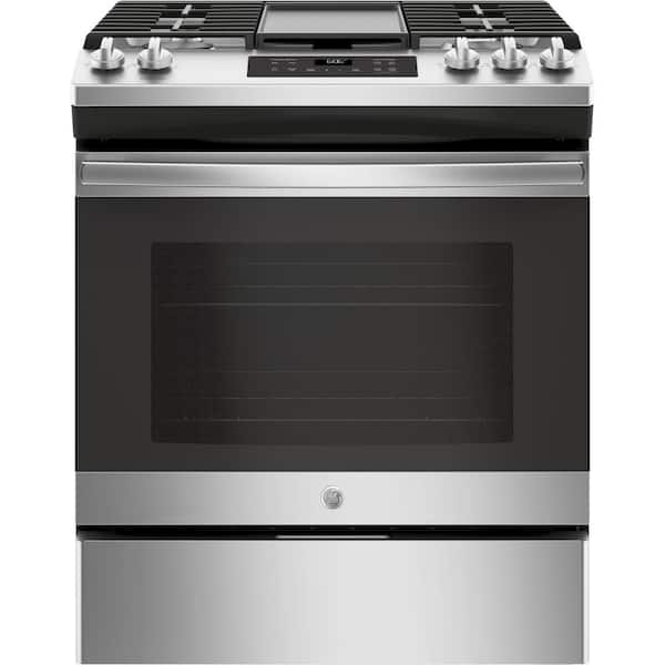 GE 30 in. 5.3 cu. ft. Slide-In Gas Range in Stainless Steel with Griddle