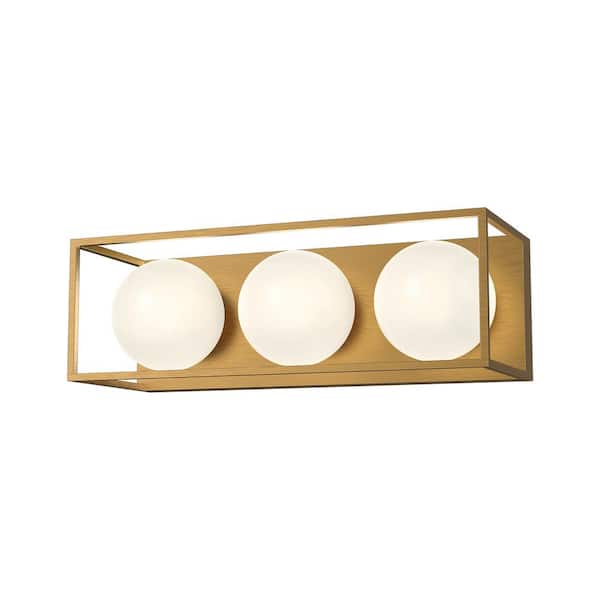 ALORA MOOD Amelia 19-in 3 Light 60-Watt Aged Gold/Opal Matte Glass Vanity Light