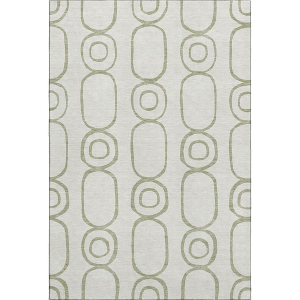Mayfield Premium Machine Washable Abstract AMF2344 Aloe 10 ft. x 14 ft. Area Rug