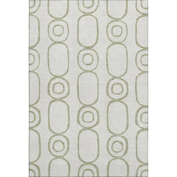 Mayfield Premium Machine Washable Abstract AMF2344 Aloe 5 ft. x 7 ft. 6 in. Area Rug