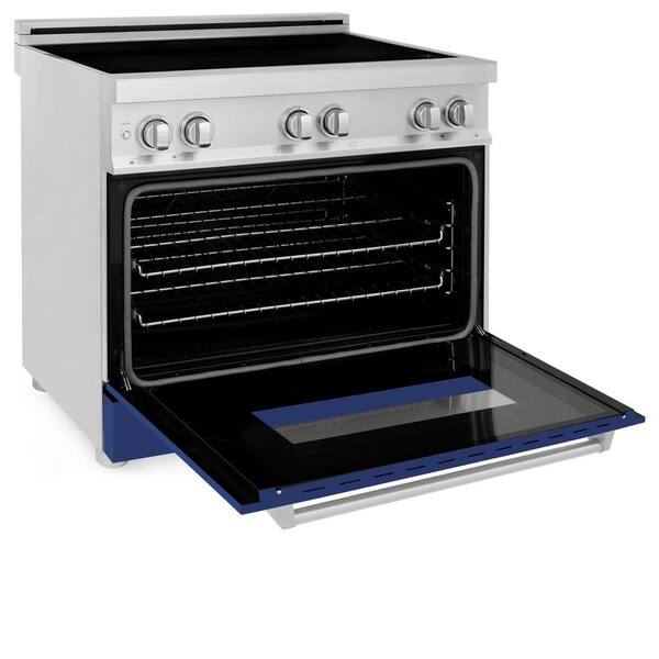 ZLINE Kitchen and Bath 24 in. Freestanding Electric Range 3 Element  Induction Cooktop with Blue Matte Door in Stainless Steel RAIND-BM-24 - The  Home Depot
