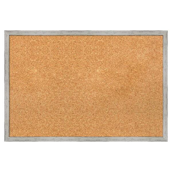 Amanti Art Shiplap White Narrow Wood Framed Natural Corkboard 25 in. x