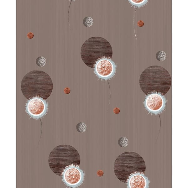 Dundee Deco Falkirk Ophia Spheres Sepia, Brown Vinyl Peelable Roll (Covers 57 sq. ft.)