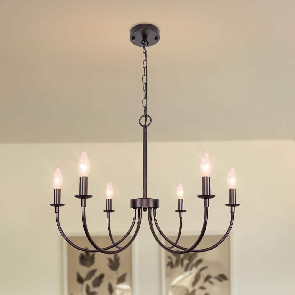 Farmhouse 6-Light Oil Rubbed Bronze Candle Style Pendant Light for Dining Room price history on PriceWatchPro