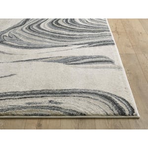 Aria Ivory 3 ft. x 5 ft. Marbled Modern Area Rug