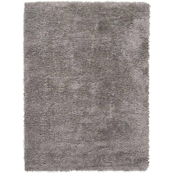 Nourison Lush Shag Grey 5 ft. x 7 ft. Abstract Plush Contemporary Area Rug