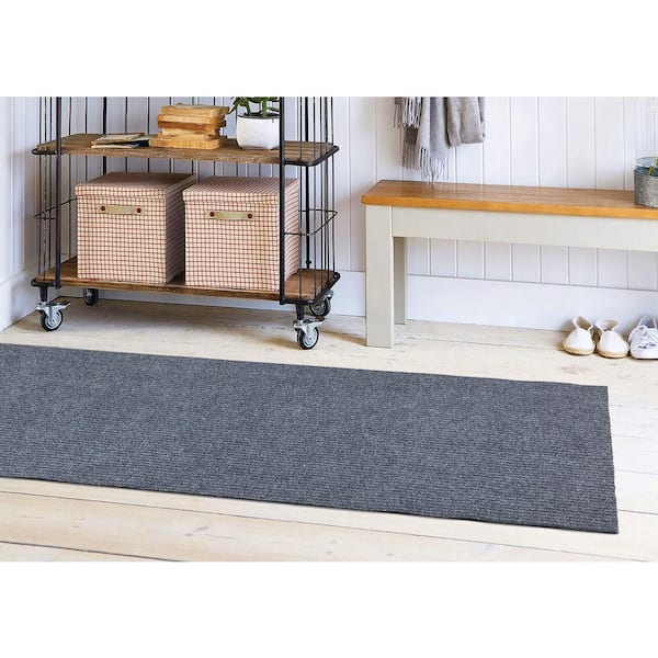 Ottomanson Scrabe Rib Waterproof Non-Slip Rubber Back Solid 2 x 20 Runner  Rug, 2 ft. W x 20 ft. L, Black, Polypropylene Flooring SRT704-2X20 - The  Home Depot