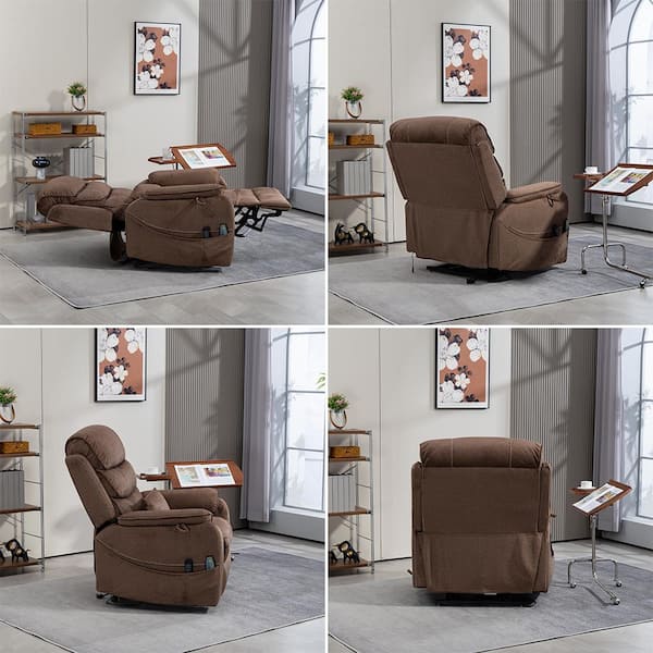 YOFE Dual Motor Oversized 180° Lay Flat Coffee Brown Chenille