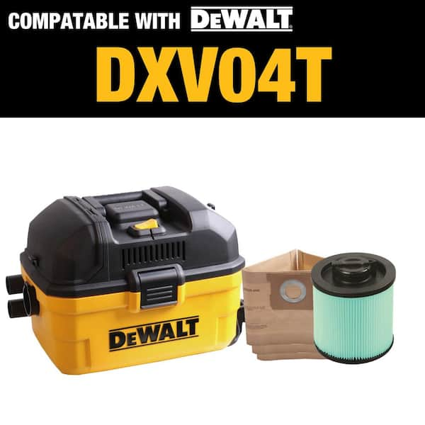 DEWALT 3 Pack Disposable Bag and HEPA Cartridge Filter Combo Pack