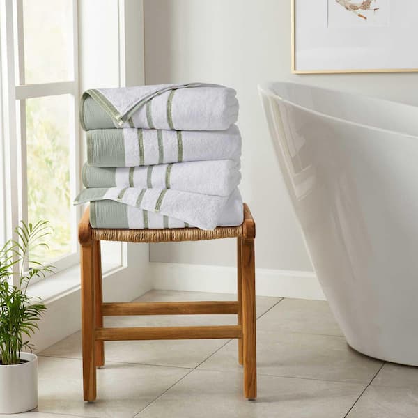 Desert Sage Green/Moss Green Premium Cotton 4-Pack Decorative Bath Towel Set