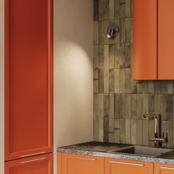 Shura 1-Light Brushed Nickel Integrated LED Spotlight w Rotatable Light Head, Flush Mount Wall Sconce, 3000K, 490 Lumens