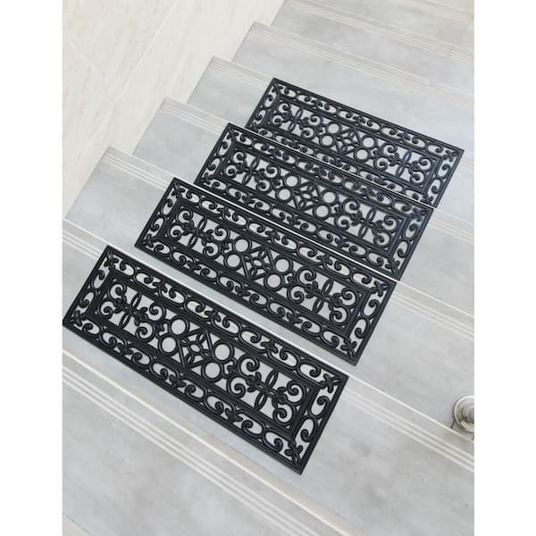 BirdRock Home 9 x 30 Rubber Stair Mat with Basket Weave Design - Tread Mat  - Stairs Treads - Keeps Your Floors Clean - Anti Slip Outdoor Steps Doormat