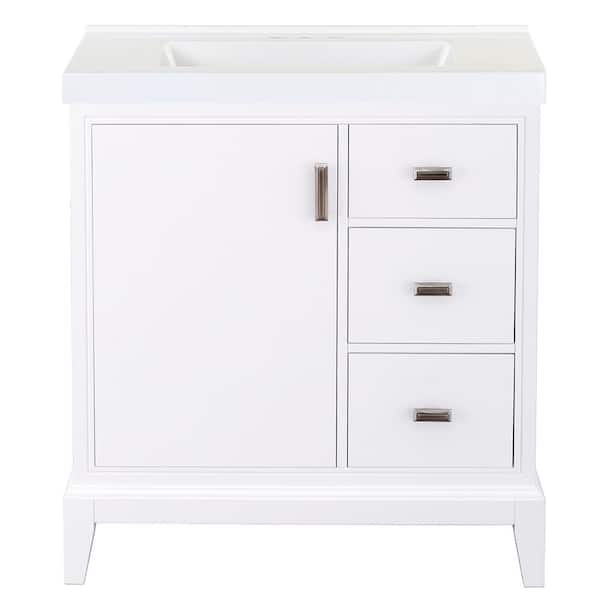 Home Decorators Collection Shaelyn 31 in. Single Sink Sink White Bath Vanity with White Cultured Marble Top (Assembled)