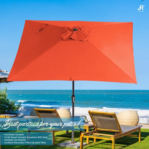 JEAREY 7.5 ft. x 7.5 ft. Square Market Outdoor Patio Umbrella in Orange